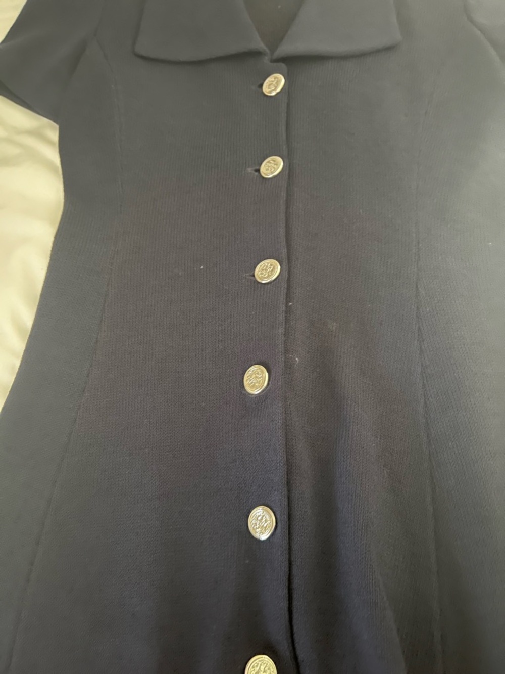 Vintage St. John Collection Navy Button-Front Women's Dress Size 6 - Picture 2 of 4